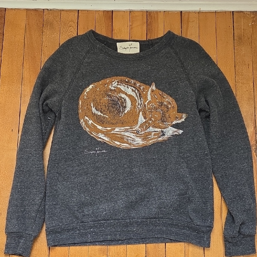 Gray Sweater with Fox Design